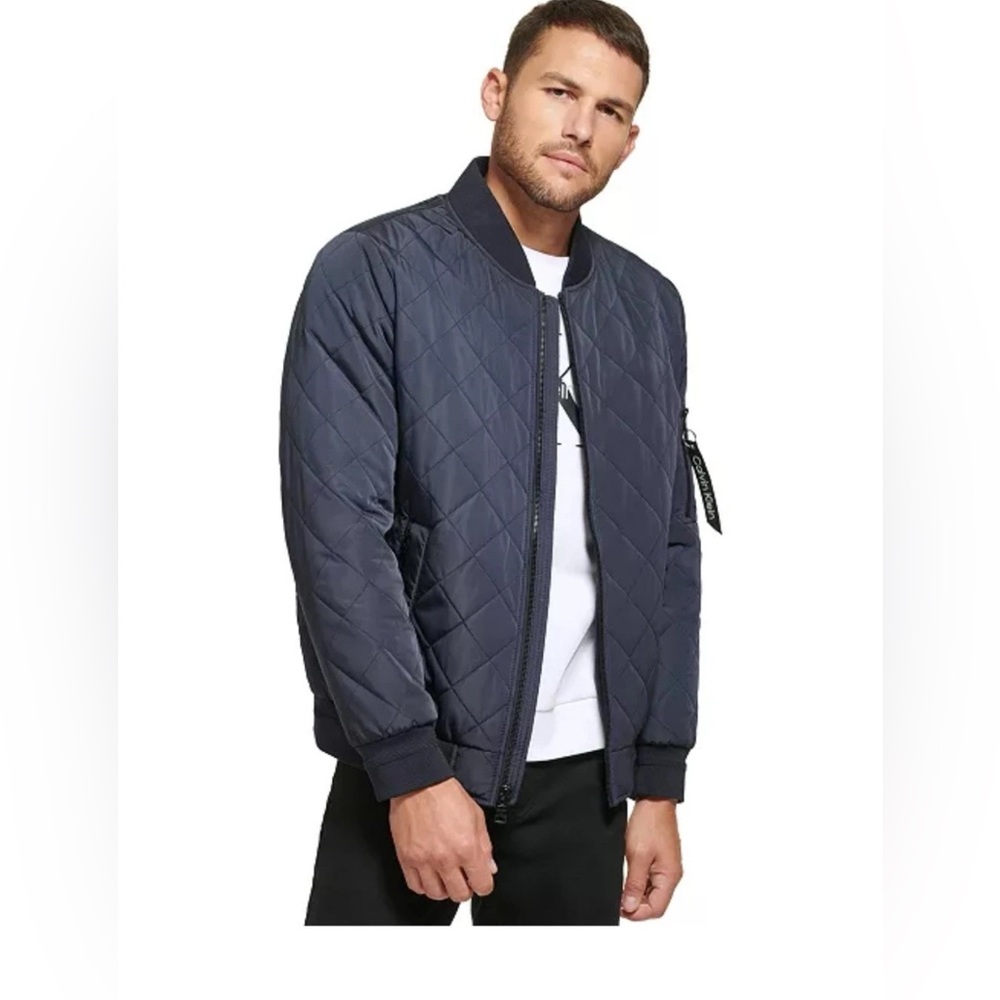 Calvin Klein Men's Quilted blue Bomber Jacket